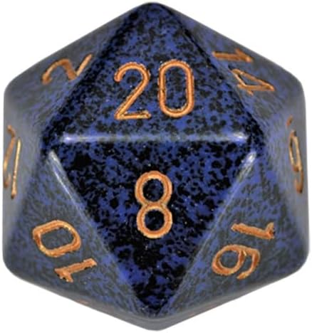 Miniatura 2 de Chessex Troquel D20 de cobalto dorado moteado individual de 1.339 in, 20 lados, troquel poliédrico, accesorios de juego de mesa, juego de rol,