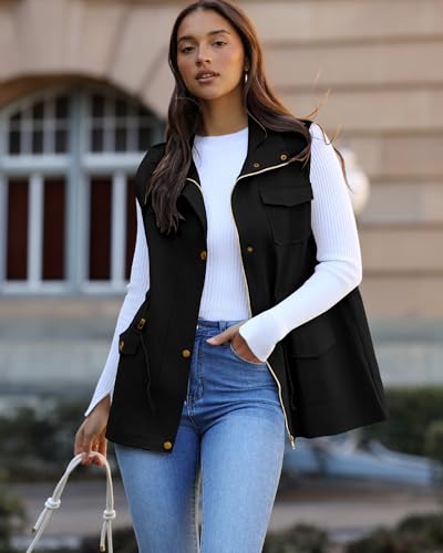 Beyove Womens Lightweight Sleeveless Military Anorak Cargo Vest No Hood2