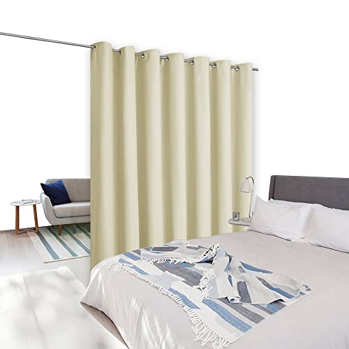 Image of NICETOWN Room Separating Divider, Room Divider Curtain Screen Partition, Function Thermal Blackout Patio Door Curtain Panel, Sliding Door Insulated Curtain for Patio, Beige, 8.3ft Wide x 11ft Long