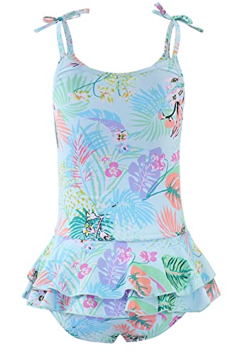 Image of Girls One Piece Swimsuits Halter Ruffled Bathing Suit for Kids Hawaiian Swimwear Leopard Swim Dress 3-16 Years