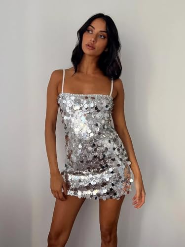 RYANTH Sequin Short Homecoming Dresses for Teens 2025 Square Neck Sparkly Tight Porm Dress Bodycon Party Mini Dress3