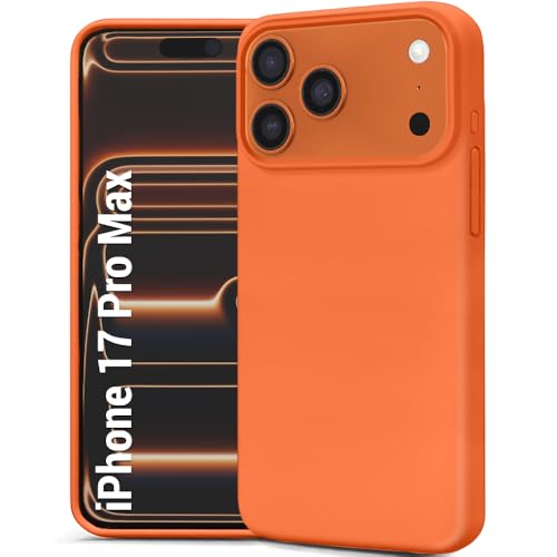Image of TheGiftKart Liquid Silicone Back Cover Case for iPhone 17 Pro Max | Soft Micro-Fibre Lining Inside | Camera & Screen Protection | Shockproof Back Cover Case for iPhone 17 Pro Max (Silicone, Orange)