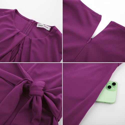Image of GRACE KARIN Women 2026 Work Dress Sleeveless Tie Waist Elegant Party Cocktail A Line Flowy Midi Dresses with Pockets