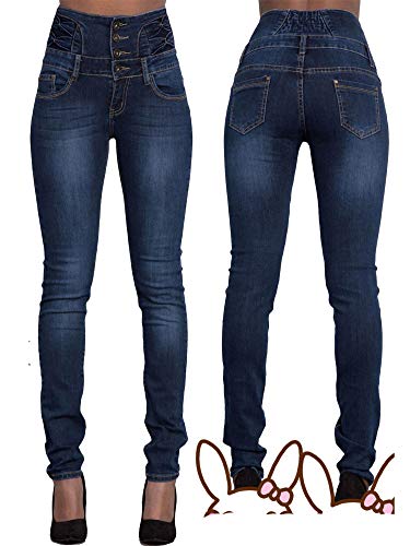 Andongnywell Ladies Elastic Waist Slim Soft Pencil Jeans Women's High Rise Pull-On Stretch Skinny Jeans3