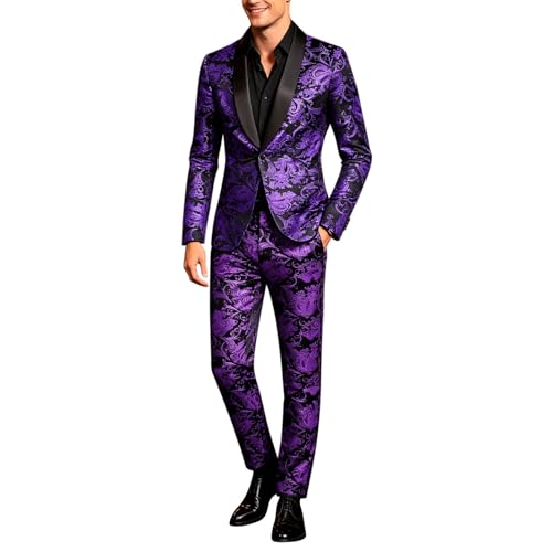 Smoking de fête à paillettes homme jacquard floral coupe slim pour bal