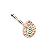 Sparkling Ornate Teardrop Nose Stud Ring (Sold Individually)