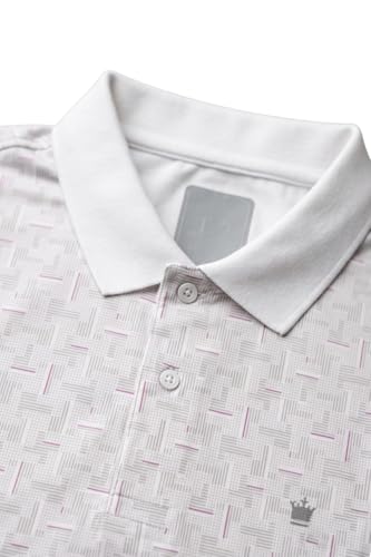 Image of Louis Philippe Men's Slim Fit Cotton Pique Polo Tshirt with Stretch and All Over Print