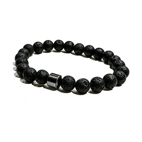 Pulsera Hombre Perlas Negra Brazalete Piedras Naturales Onix Cover