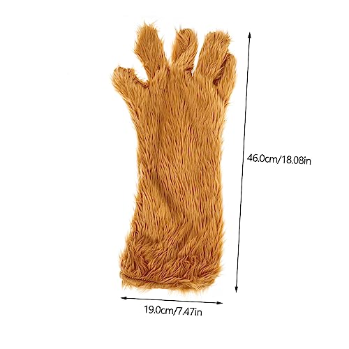 Creative Brown Plush Glove Warm Plush Glove for Masquerade Party Photo Prop Comfortable and Portable Winter Accessory2