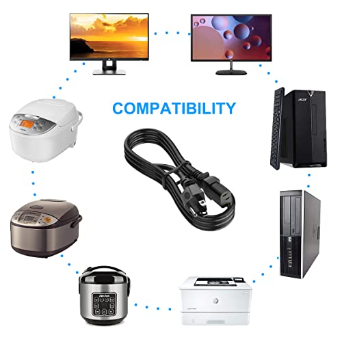 Monitor Power Cord Plug For Dell/Hp, Replacement Viewsonic/Lg/Samsung/Benq/Sony/Asus Computer Power Cable, 10A 250V Power Cord 60 Inch #TOP1