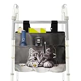 LedBack Walker Storage Bags Daisy Cat Pattern Removable Organizer Pouch Portable Walker Accessories Large Capacity Storage Bag with Small Inside Pockets