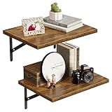 SUPERJARE Wall Mounted Floating Shelves, Set of 2, Wide Display Ledges, 11.8 Inch Deep, Large Storage Rack for Room/Kitchen/Office - Retro Brown