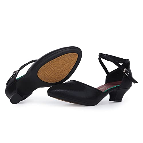 SWDZM Closed Toe Latin Ballroom Dance Shoes Women Salsa Bachata Dance Shoes Low Heel4