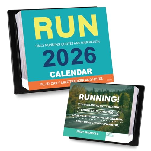 2026 Desk Calendar - Motivational Calendar 56 Running Gear Daily Calendar for Runners Jan 2026 - Dec 2026 Inspirational Desk Calendar 2026 Daily Running Quote