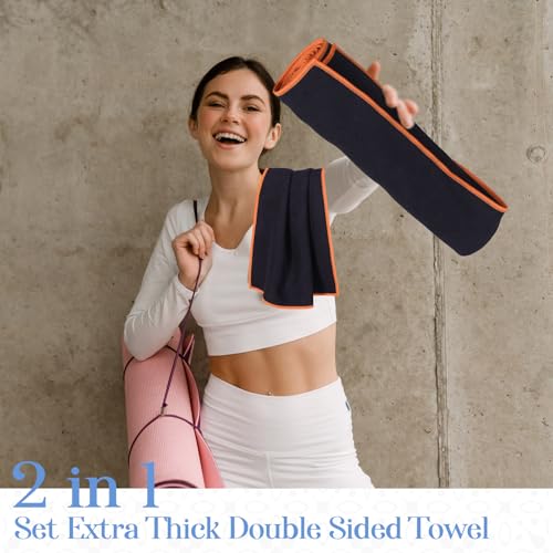 Peryiter 6 Pack Hot Yoga Towel Set - Non Slip Microfiber Towels for Mat and Hand, Quick Dry and Sweat-Activated Grip, 2 Sizes for Women Men Bikram Pilates Gym (Classic)