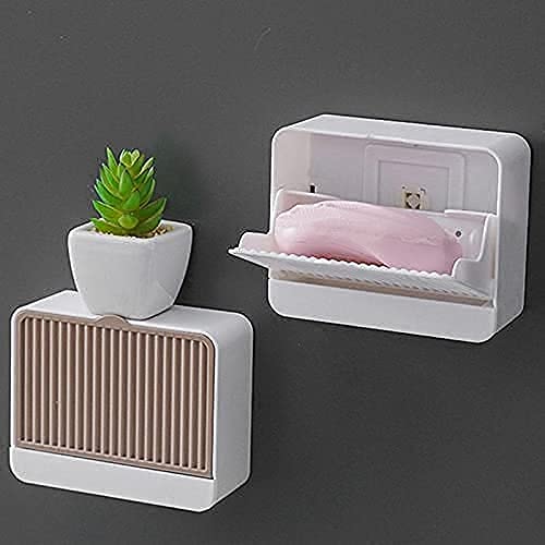 Woffely Premium Plastic Creative Wall Mounted Double Bar Bathroom Soap Box Holder Soap Dish with Drainage Box Soap Box with Lid Single/Double Grid Soap Draining Rack (1 Box) (Multicolor) (B0CR6BK9Z1) Amazon Price History, Amazon Price Tracker