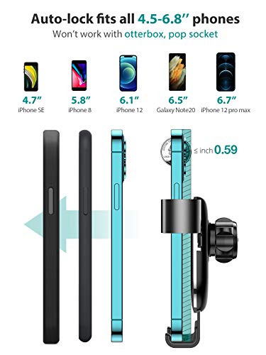 VICSEED Cell Phone Holder for Car Vent, [Latest Improved Auto Lock] Gravity Car Phone Holder Mount Universal Car Vent Phone Mount Fit for iPhone 13 Pro Max Mini 12 Pro Max Mini Galaxy All Smartphones - Thumbnail 4