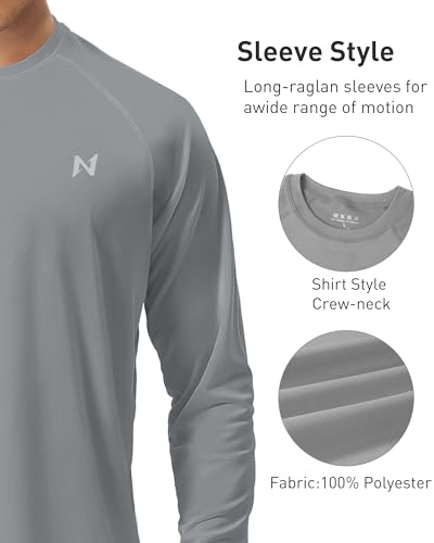 isnowood Sun Protection Shirts for Men, UPF 50+ Long Sleeve, UV Quick Dry Rash Guard Swim Shirt for Fishing Hiking Running3