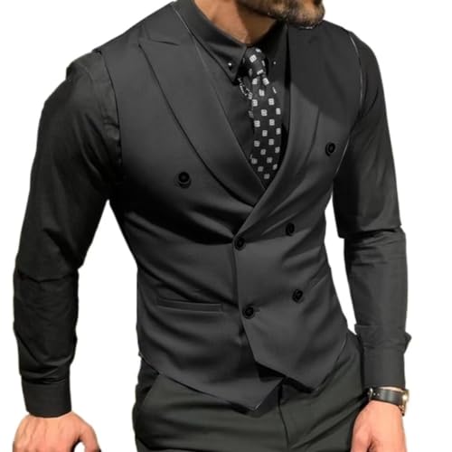 Men's Double Breasted Suit Vests, Casual Business Vests, Slim Fit Waistcoat,for Wedding Groom Dating
