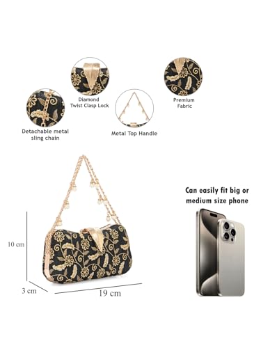 Image of TOOBA Handicraft Clutch Purse For Women with Sleek Design Embroidered Clutch| Trendy Stylish Bridal, Party, Wedding Sling Bag
