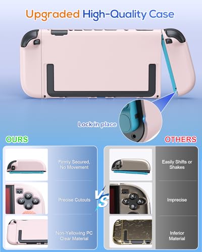 Image of FYOUNG Switch 2 Protective Case&Screen Protector Set, Dockable Cute Cover Hard Shell for Nintendo Switch 2 2025 Console Accessories,Travel-Friendly,Kickstand Cutouts(Light Pink, for Switch 2 7.9inch)