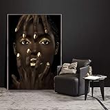  Tongda Decor Dipinti di tela nera della ragazza della moda sulla parete Poster e stampe Stampe di tela pop art Arte della parete per l\'arredamento del soggiorno 135x90cm senza cornice