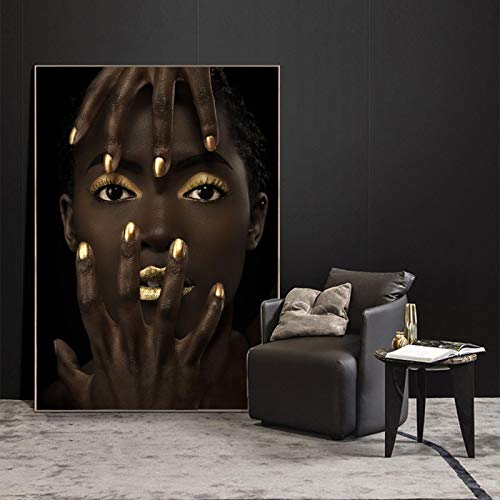  Tongda Decor Dipinti di tela nera della ragazza della moda sulla parete Poster e stampe Stampe di tela pop art Arte della parete per l\'arredamento del soggiorno 135x90cm senza cornice