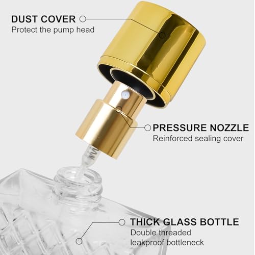 Luxsego Refillable Perfume Bottle 100ml/3.4oz Glass Spray Bottles, Empty Fine Mist Atomizer Clear Glass Essential Oil Container for Travel Gift, Diamond-Cut Design Sprayer for Cologne3