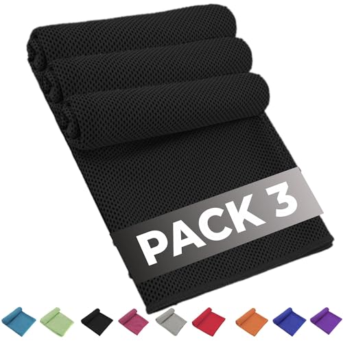 BRIOZE Toallas Gimnasio con Tecnología de Enfriamiento Pack 3, Toalla Gimnasio Hombre y Mujer, Toalla Fria Microfibra,...