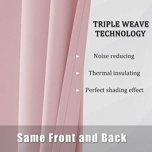 Dualife Baby Pink Curtains Panels For Girls Room Nursery Solid Blackout Room Darkening Curtains For Bedroom Grommet Top Window Treatment Drape 38X54 Inches Long #TOP4