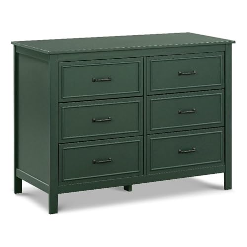 Image of Davinci Charlie 6-Drawer Baby Dresser - Wooden Double Chest of Drawers for Kids, Boys and Girls - Multi-Purpose Storage for Bedroom, Nursery, Living Room & Hallway, Easy to Assemble - Forest Green