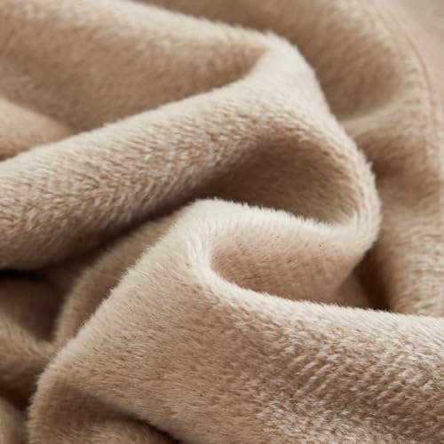 Lanqinglv Flannel Fleece Duvet Cover Set Single Beige Velevt Cozy Thick Teddy Bedding Sets for Girls Teens,Warm Winter Quilt Cover with Zipper Closure and 1 Pillowcase 50x75cm - Image 4