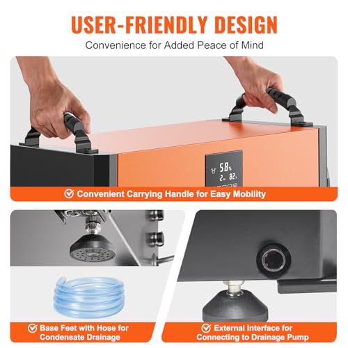 Image of VEVOR 190 Pints Commercial Dehumidifier with Drain Hose for Crawl Spaces, Basements Warehouse & Job Sites, Large Capacity Dehumidifier for Water Damage Restoration, Auto Defrost, CSA Listed