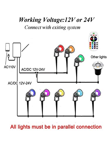 Zuckeo Landscape Lights 6W Rgb Remote Control Led Landscape Lighting With 12V 24V Low Voltage Transformer Waterproof 16 Color-Changing Garden Pathway Decorative Lights For Indoors Outdoors (10 Pack) #TOP4