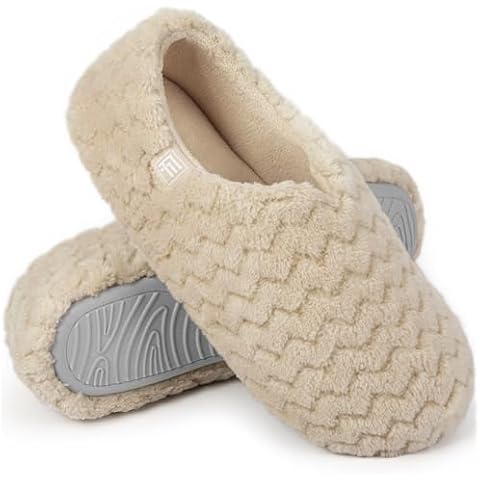 FamilyFairy Women's Memory Foam Slippers Lightweight Cozy Closed Back Slippers Washable House Shoes Indoor Outdoor Khaki, 8-9 Cover