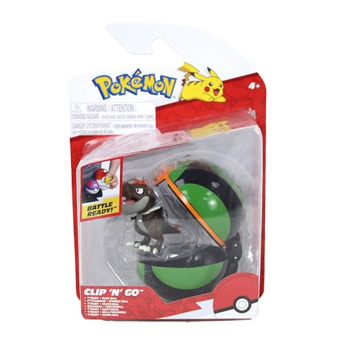 Ptyranidur et Sombre Ball Pokémon Clip ‘N’ Go - Comprend Une Figurine de Combat de 5 cm et Un Accessoire Sombre Ball.