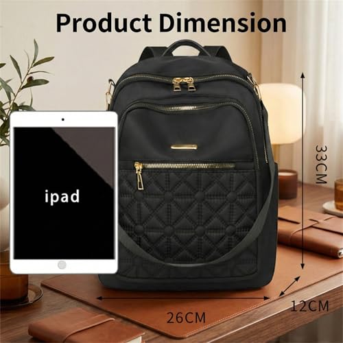 Image of Kraptick Women's Quilted Nylon Backpack Purse - Convertible Anti-Theft Shoulder Bag Waterproof Fashion Rucksack for College, Office & Travel (Black)