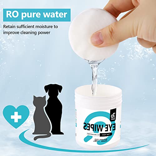 مناديل مبللة لعيون الكلاب، منظف عيون القطط والكلاب، مناديل مبللة لإزالة بقع دموع الحيوانات الأليفة، وسادات غسيل العين للكلاب والقطط، مناديل ناعمة غير معطرة لتنظيف العينين بلطف من جلوباوير، 150 قطعة