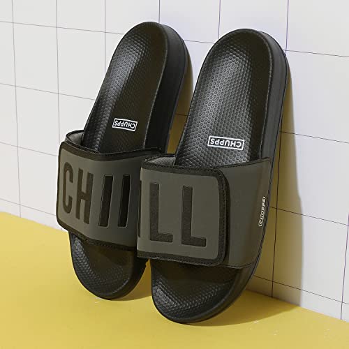 Image of CHUPPS Chill Out Black & Grey Drift Orthopedic Slippers | Soft Footpharma Footbed | Breathable Ventilation Holes | Lightweight Flip Flops | Anti-Skid Chappals for Everyday For Mens