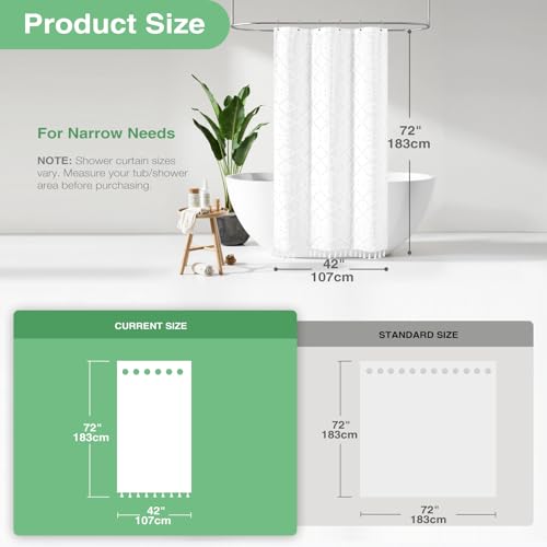 Dynamene Stall Boho Farmhouse Shower Curtain Tufted Geometric 42"x72" White by Dynamene - Used condition - Image 3