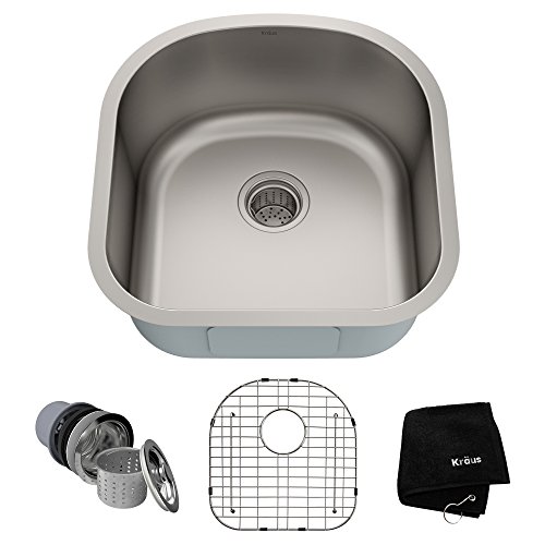 Get Special Price Kraus KBU15 20 inch Undermount Single Bowl 16 gauge Stainless Steel Kitchen Sink