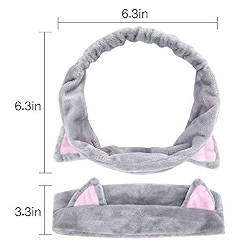 Cute Cat Ears Headbands, Hanjoy Elastic Lovely Etti Hair Band, Colourful Cloth Headband-Washable Facial Band Wrap Headbands For Woman girl，5pcs