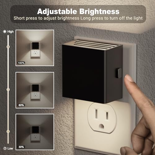 Image of JandCase Night Light, Automatic Night Lights Plug into Wall, 2 Pack Modern Night Lights with Auto Light Sensor, 5000K Brightness Adjustable Nightlight for Kids Bathroom Hallway Kitchen Bedroom Decor