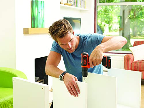 BLACK+DECKER BDCDD12-QW Trapano Avvitatore Compatto, 10.8 V, al Litio, 1.5 Ah, Rosso/Nero + A7188-XJ Set per Forare ed Avvitare, 50 Pezzi - Immagine 3