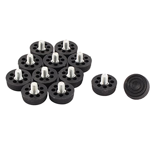 Sourcingmap Plastic Base Home Adjustable Leveling Foot Furniture Glide M8mm Thread Dia 12pcs, Black,silver, 30 x 21mm
