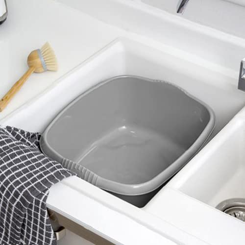 tenlite Rectangular Washing Up Bowl Wash Up Dish washing Washtub, Approx 12 Litre, 39 x 32 x 16 cm - Silver