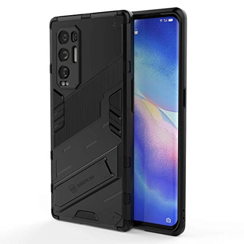 EASSGU Custodia per OPPO Find X3 Neo (6.55' Inches), con Cover Protettiva in Armor Silicone Antiurto per PC Kickstand - Nero