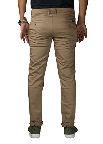 Image of 0-DEGREE Men's Regular Fit Cotton Trouser (0DCotPantRaidParent Beige, Black 32)