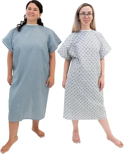 Hospital Gown Back Tie - Blue and White - 2 Pack by Careoutfit
