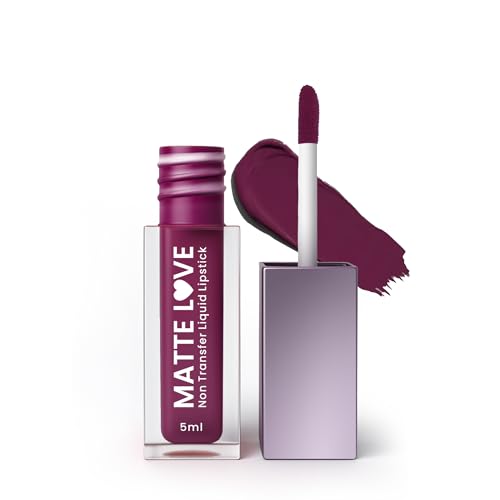 Hilary Rhoda Matte Love Non Transfer Liquid Lipstick | Lightweight & Matte Finish | Waterproof Lipstick for Women | Long Lasting & Non-Drying Lipstick | 5ml (Purple Forever – Shade 16)